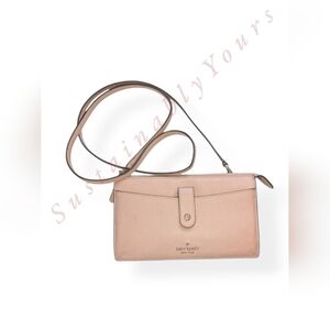Kate Spade Jackson Small Tab Crossbody Light Pink Peach Pebbled Leather Purse